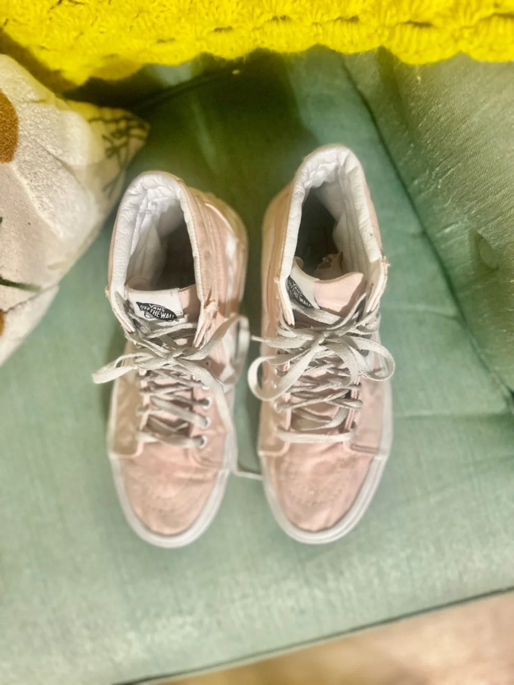 Pink High-Top Vans- with White Stripe -